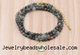 GMN7435 4mm faceted round tiny African bloodstone beaded necklace with constellation charm