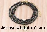 GMN7438 4mm faceted round tiny dragon blood jasper beaded necklace with constellation charm