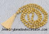 GMN744 Hand-knotted 8mm, 10mm golden tiger eye 108 beads mala necklaces with tassel