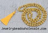 GMN745 Hand-knotted 8mm, 10mm golden tiger eye 108 beads mala necklaces with tassel