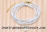 GMN7451 4mm faceted round tiny white moonstone beaded necklace with constellation charm