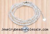 GMN7452 4mm faceted round tiny white moonstone beaded necklace with constellation charm