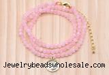 GMN7456 4mm faceted round tiny rose quartz beaded necklace with constellation charm