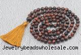 GMN746 Hand-knotted 8mm, 10mm red tiger eye 108 beads mala necklaces with tassel