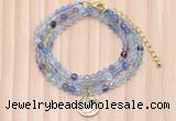 GMN7461 4mm faceted round fluorite beaded necklace with constellation charm