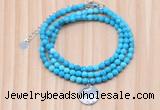 GMN7463 4mm faceted round turquoise beaded necklace with constellation charm