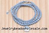 GMN7468 4mm faceted round blue angel skin beaded necklace with constellation charm