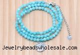 GMN7469 4mm faceted round amazonite beaded necklace with constellation charm