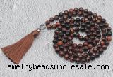 GMN747 Hand-knotted 8mm, 10mm red tiger eye 108 beads mala necklaces with tassel