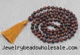 GMN748 Hand-knotted 8mm, 10mm red tiger eye 108 beads mala necklaces with tassel