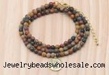 GMN7532 4mm faceted round tiny picasso jasper beaded necklace with letter charm