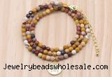 GMN7533 4mm faceted round tiny mookaite jasper beaded necklace with letter charm