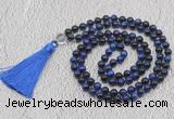 GMN759 Hand-knotted 8mm, 10mm blue tiger eye 108 beads mala necklaces with tassel