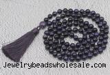 GMN760 Hand-knotted 8mm, 10mm purple tiger eye 108 beads mala necklaces with tassel