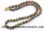 GMN7604 18 - 36 inches 8mm, 10mm matte unakite beaded necklaces