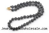 GMN7608 18 - 36 inches 8mm, 10mm matte black labradorite beaded necklaces