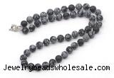 GMN7609 18 - 36 inches 8mm, 10mm matte snowflake obsidian beaded necklaces