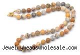 GMN7617 18 - 36 inches 8mm, 10mm matte yellow crazy lace agate beaded necklaces