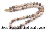 GMN7628 18 - 36 inches 8mm, 10mm matte brown zebra jasper beaded necklaces