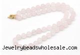 GMN7632 18 - 36 inches 8mm, 10mm matte rose quartz beaded necklaces