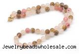 GMN7634 18 - 36 inches 8mm, 10mm matte volcano cherry quartz beaded necklaces