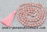 GMN770 Hand-knotted 8mm, 10mm Chinese pink opal 108 beads mala necklaces with tassel