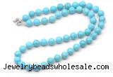 GMN7701 18 - 36 inches 8mm, 10mm round blue howlite beaded necklaces