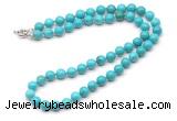 GMN7702 18 - 36 inches 8mm, 10mm round turquoise beaded necklaces