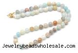 GMN7703 18 - 36 inches 8mm, 10mm round amazonite beaded necklaces