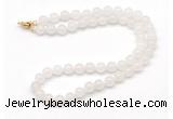 GMN7707 18 - 36 inches 8mm, 10mm round white jade beaded necklaces