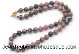 GMN7717 18 - 36 inches 8mm, 10mm round rhodonite beaded necklaces