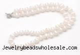 GMN7728 18 - 36 inches 8mm, 10mm round white Tibetan agate beaded necklaces