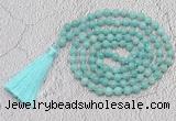 GMN773 Hand-knotted 8mm, 10mm amazonite 108 beads mala necklaces with tassel