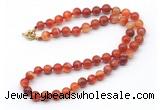 GMN7745 18 - 36 inches 8mm, 10mm round red banded agate beaded necklaces