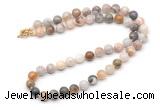 GMN7764 18 - 36 inches 8mm, 10mm round bamboo leaf agate beaded necklaces