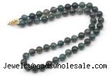 GMN7765 18 - 36 inches 8mm, 10mm round moss agate beaded necklaces