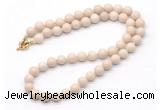 GMN7770 18 - 36 inches 8mm, 10mm round white fossil jasper beaded necklaces