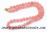 GMN7794 18 - 36 inches 8mm, 10mm round cherry quartz beaded necklaces