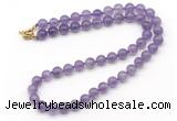 GMN7796 18 - 36 inches 8mm, 10mm round light amethyst beaded necklaces