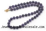 GMN7797 18 - 36 inches 8mm, 10mm round amethyst beaded necklaces