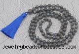 GMN781 Hand-knotted 8mm, 10mm labradorite 108 beads mala necklaces with tassel