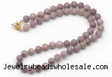 GMN7828 18 - 36 inches 8mm, 10mm round lepidolite beaded necklaces