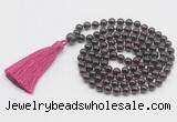 GMN786 Hand-knotted 8mm, 10mm garnet 108 beads mala necklace with tassel