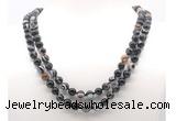 GMN8011 18 - 36 inches 8mm, 10mm black banded agate 54, 108 beads mala necklaces