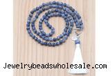 GMN8201 18 - 36 inches 8mm blue spot stone 54, 108 beads mala necklace with tassel