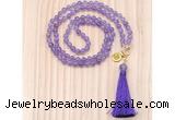 GMN8205 18 - 36 inches 8mm amethyst 54, 108 beads mala necklace with tassel