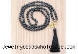 GMN8220 18 - 36 inches 8mm black labradorite 54, 108 beads mala necklace with tassel