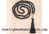 GMN8222 18 - 36 inches 8mm golden obsidian 54, 108 beads mala necklace with tassel