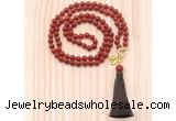 GMN8223 18 - 36 inches 8mm red agate 54, 108 beads mala necklace with tassel