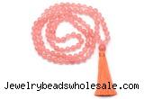 GMN8401 8mm, 10mm cherry quartz 27, 54, 108 beads mala necklace with tassel